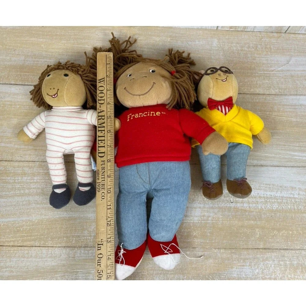 Eden 8” Arthur 15” Francine 8” DW Set Of 3 Lot Stuffed Plush Cloth Dolls